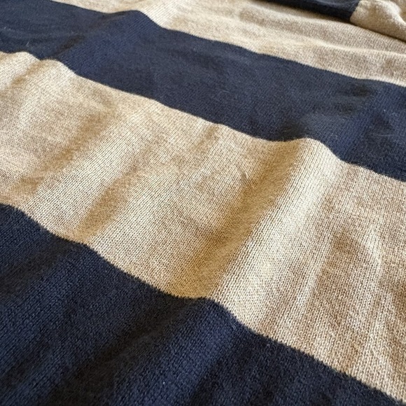 Lands' End Supima Cotton Sweater Women's L/P 14-16 Navy Tan Stripe 3/4 Sleeve - Picture 5 of 10